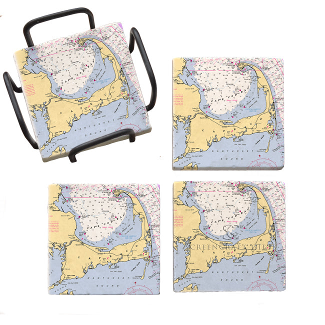 Cape Cod, MA - Marble Coaster Set