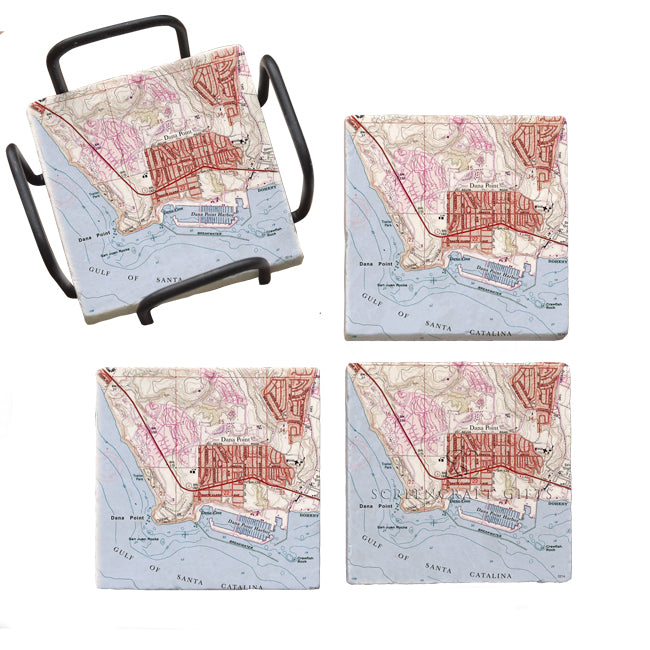 Dana Point, CA - Marble Coaster Set