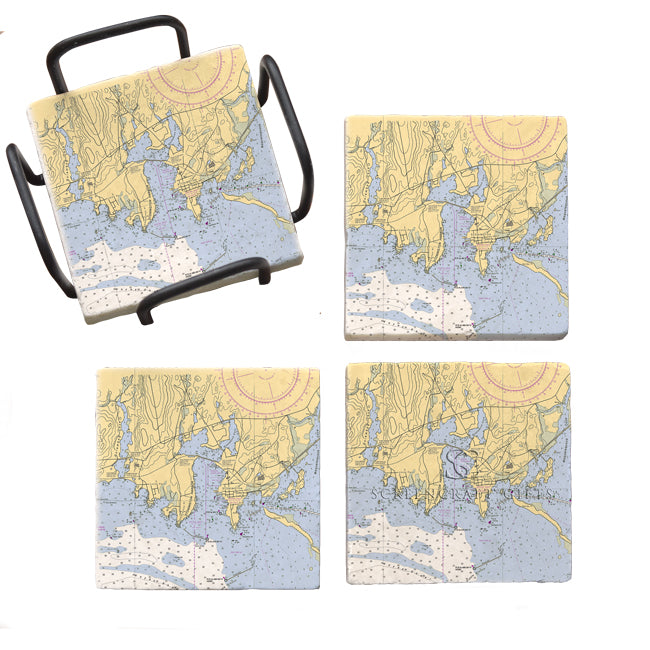 Stonington, CT - Marble Coaster Set