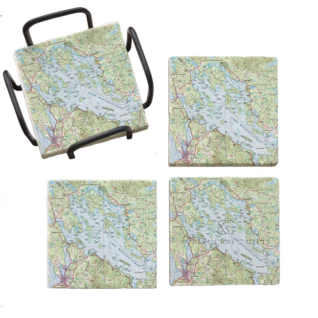 Lake Winnipesaukee, NH -  Marble Coaster Set