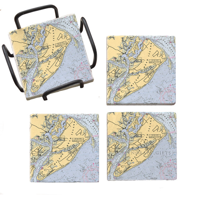 Hilton Head, SC - Marble Coaster Set