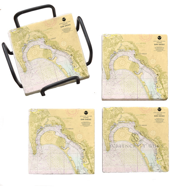 San Diego, CA -  Marble Coaster Set