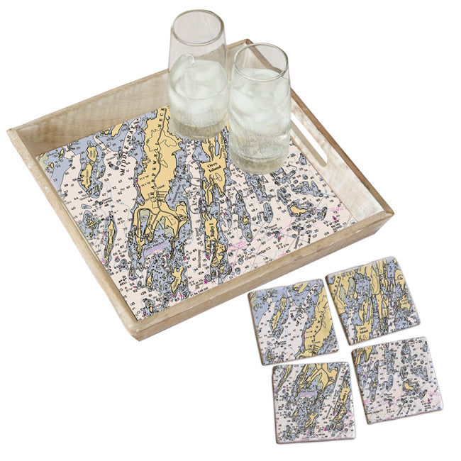 Orrs Island, ME - Marble Coaster Set