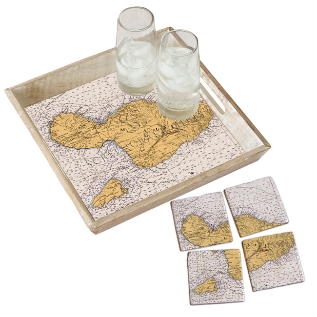 Maui, Hawaii - Marble Coaster Set