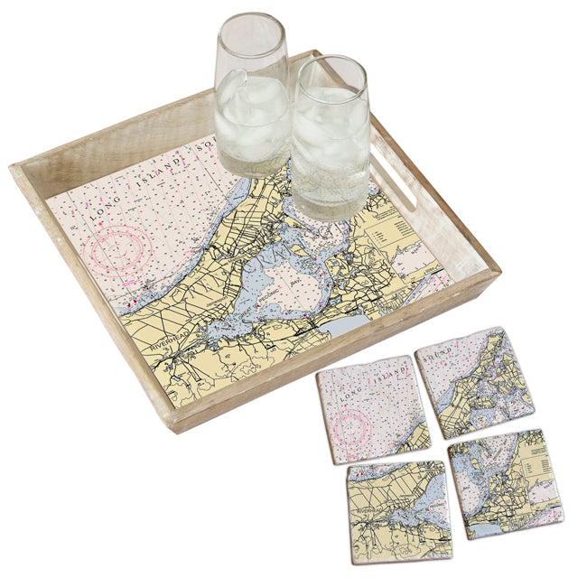 Peconic Bay, NY - Marble Coaster Set