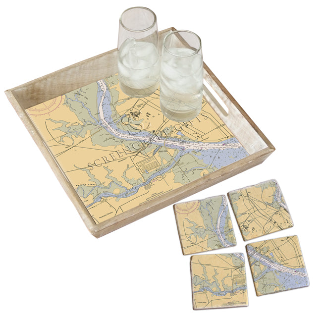 Ashley River, SC- Marble Coaster Set