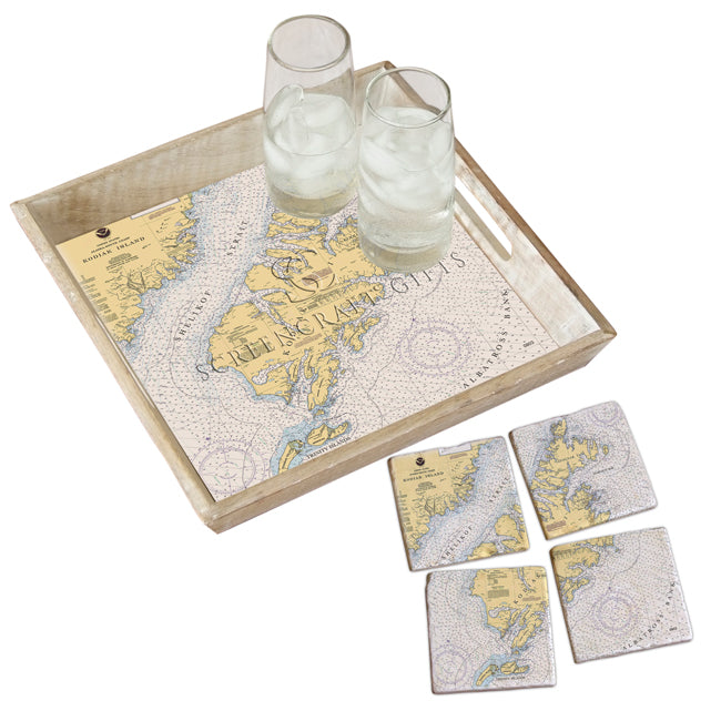 Kodiak Island, AK - Marble Coaster Set