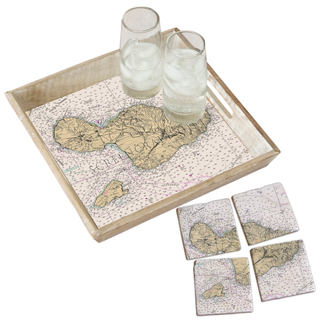 Maui, Hawaii - Marble Coaster Set