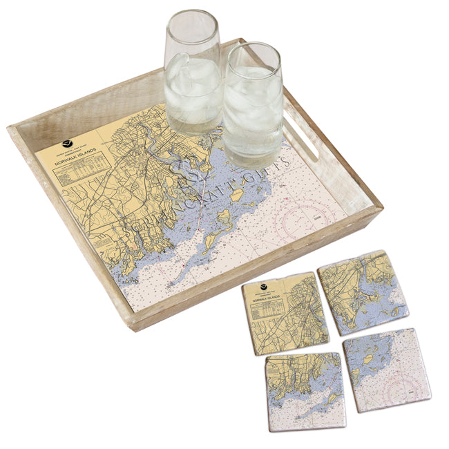 Norwalk, CT - Marble Coaster Set