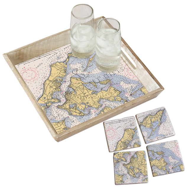 Gardiners Bay, NY - Marble Coaster Set