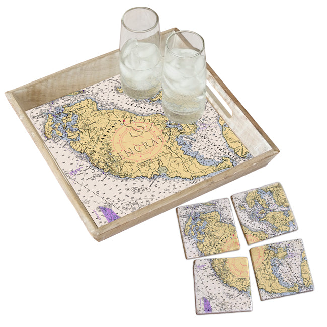 San Juan Island, WA -  Marble Coaster Set