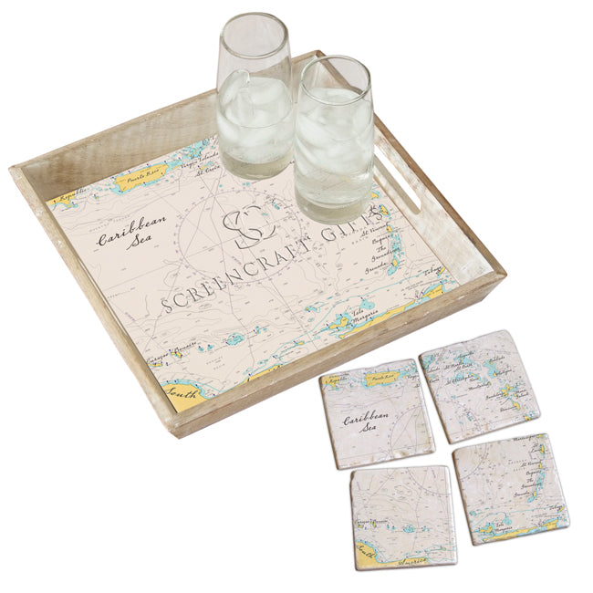 The Caribbean Sea- Marble Coaster Set