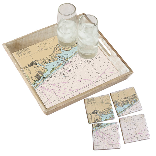 Moriches Bay, NY - Marble Coaster Set