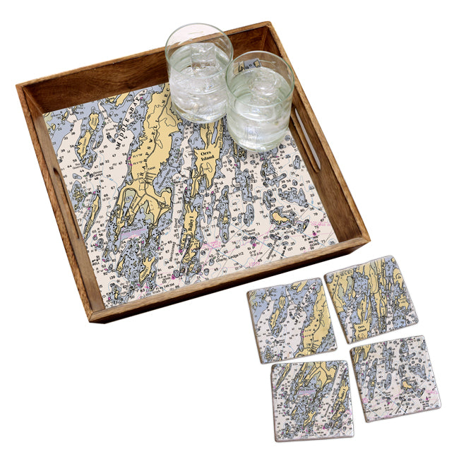 Orrs Island, ME - Marble Coaster Set