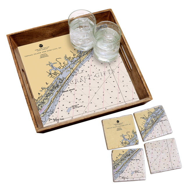 Surf City, NC  - Marble Coaster Set