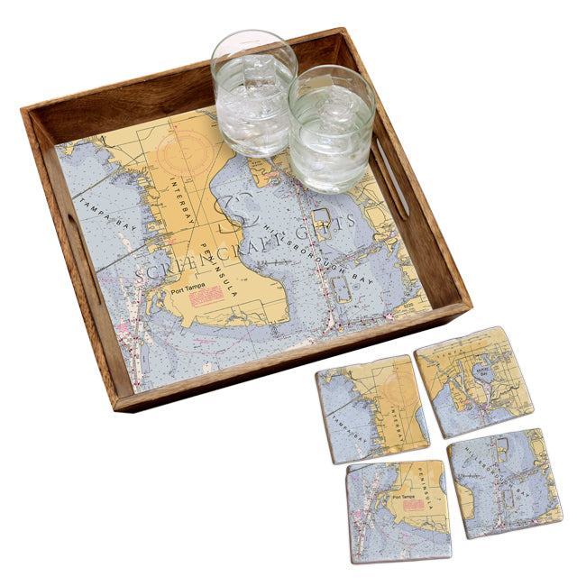 Tampa Bay, FL- Marble Coaster Set