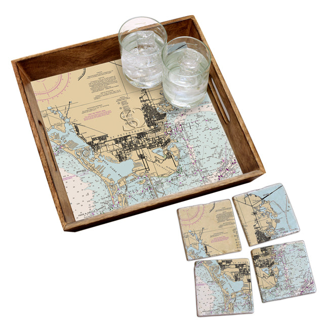 St. Petersburg, FL- Marble Coaster Set