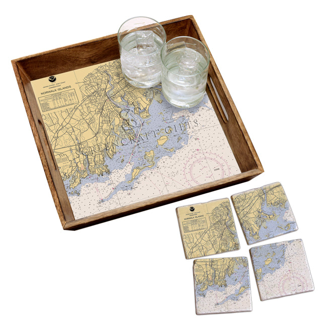 Norwalk, CT - Marble Coaster Set