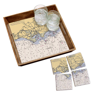 Clinton, CT - Marble Coaster Set