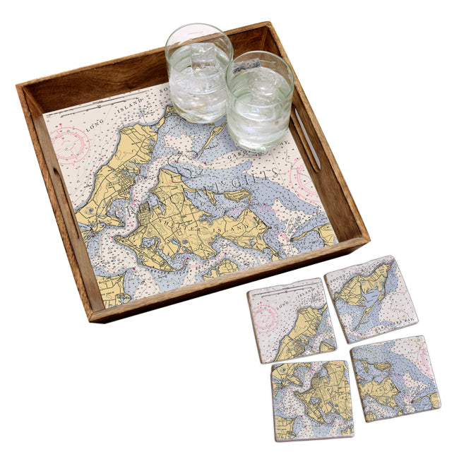 Gardiners Bay, NY - Marble Coaster Set