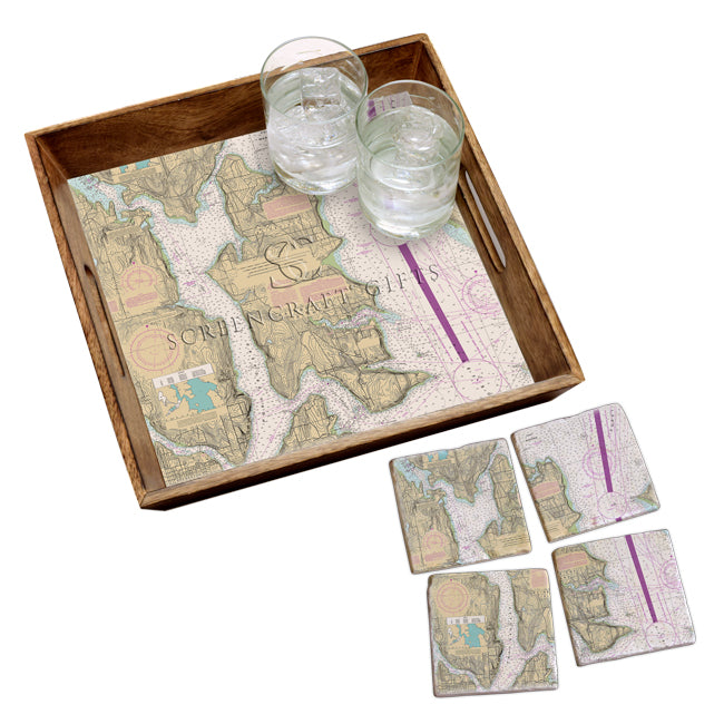 Bainbridge Island, WA -  Marble Coaster Set