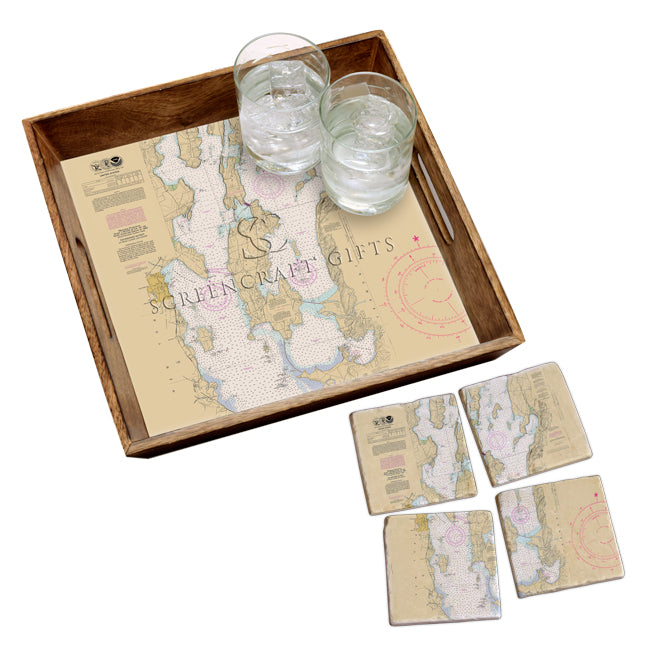 Lake Champlain, VT - Marble Coaster Set