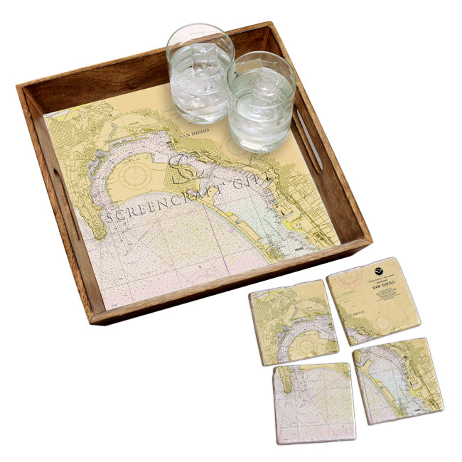 San Diego, CA -  Marble Coaster Set