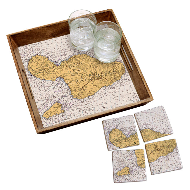 Maui, Hawaii - Marble Coaster Set