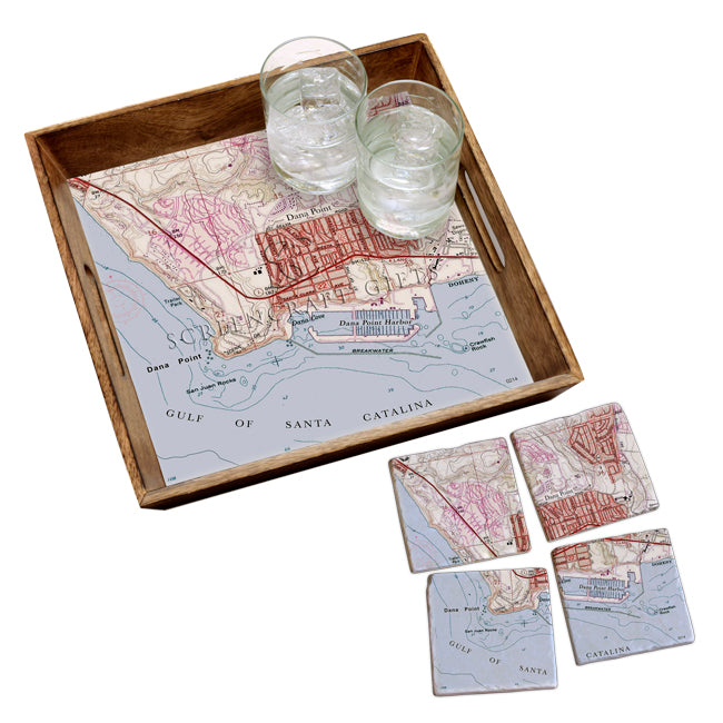 Dana Point, CA - Marble Coaster Set