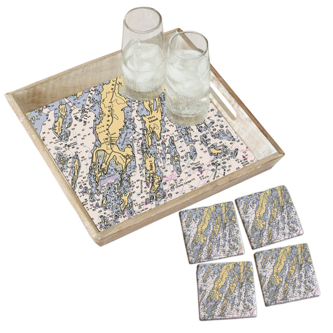 Orrs Island, ME - Marble Coaster Set