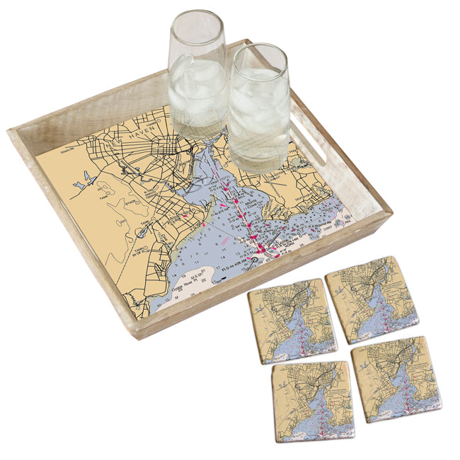 New Haven, CT - Marble Coaster Set