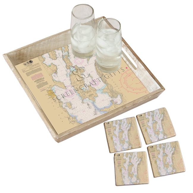 Lake Champlain, VT - Marble Coaster Set