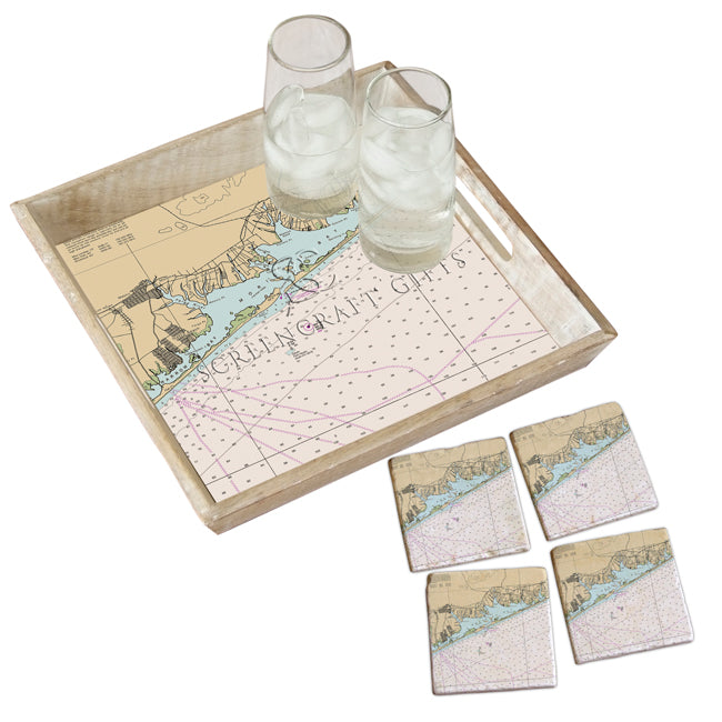 Moriches Bay, NY - Marble Coaster Set