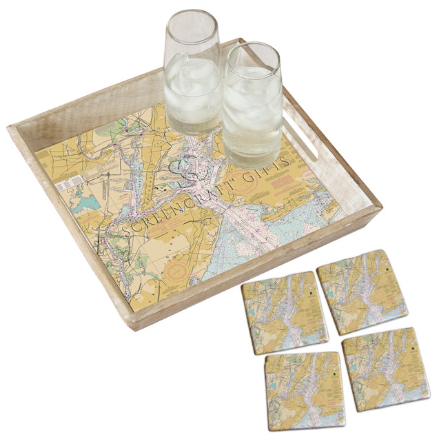 Jersey City, NJ - Marble Coaster Set