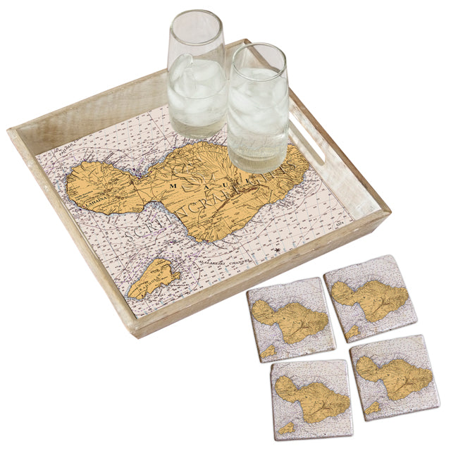 Maui, Hawaii - Marble Coaster Set