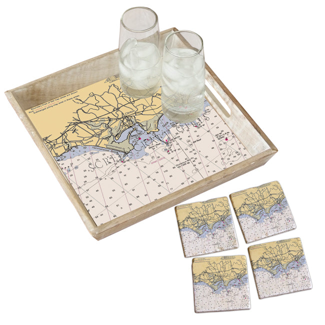 Clinton, CT - Marble Coaster Set