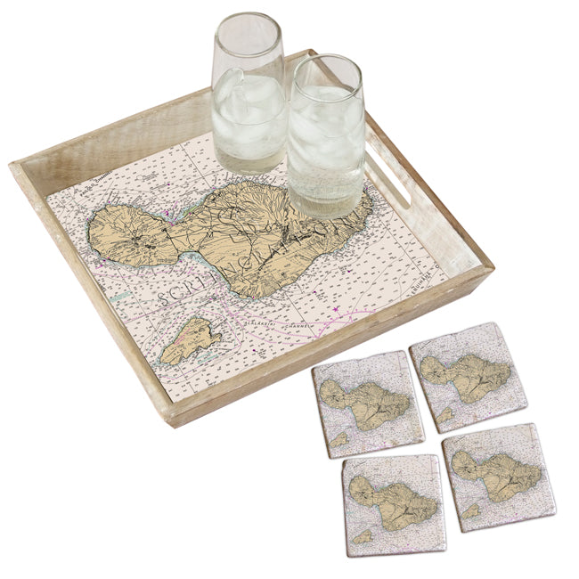 Maui, Hawaii - Marble Coaster Set