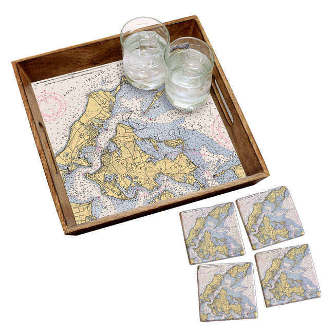 Gardiners Bay, NY - Marble Coaster Set