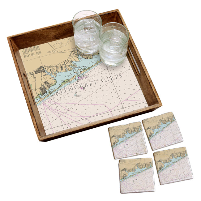 Moriches Bay, NY - Marble Coaster Set