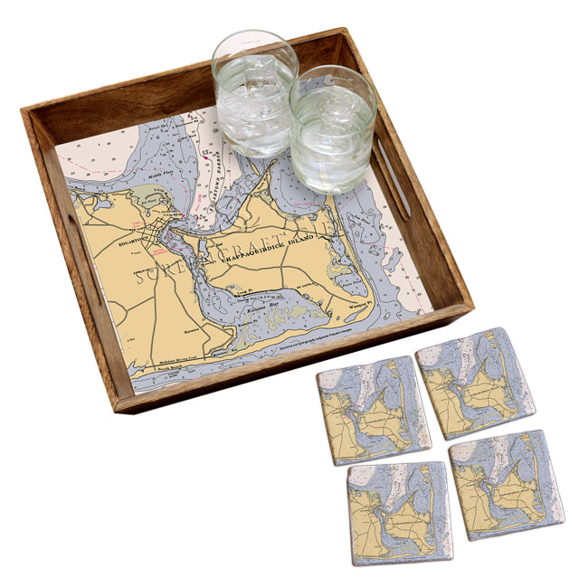 Chappaquiddick, MA- Marble Coaster Set