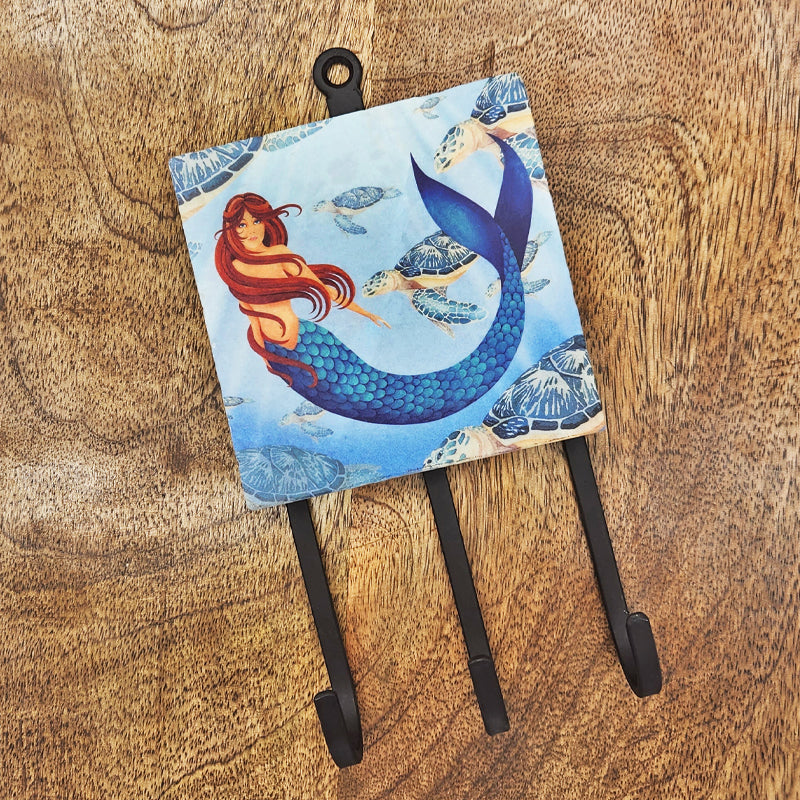 Blue Mermaid - Cast Iron Key Rack
