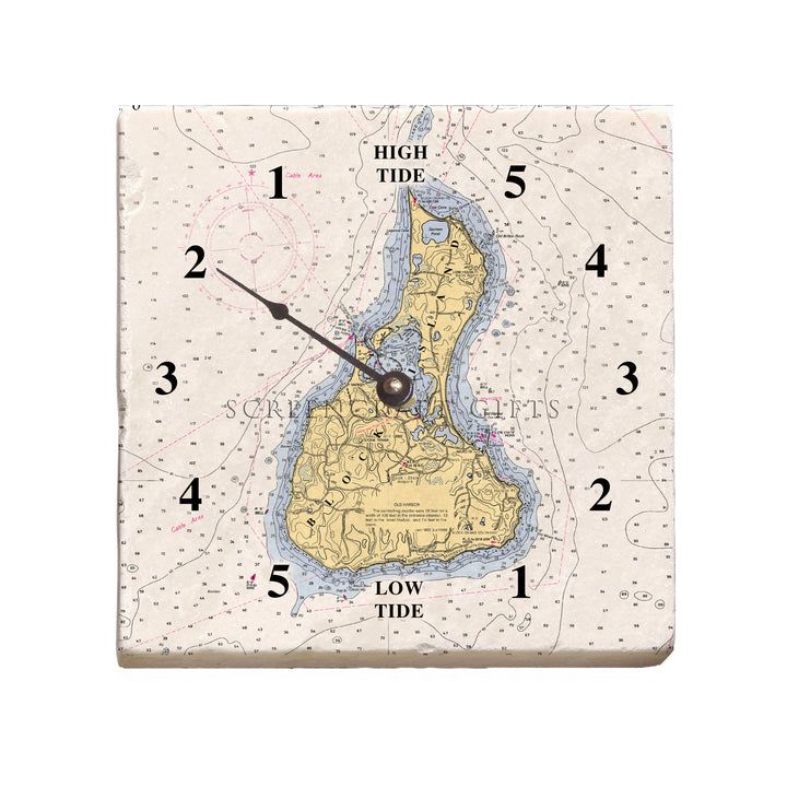 Block Island, RI - Marble Tide Clock