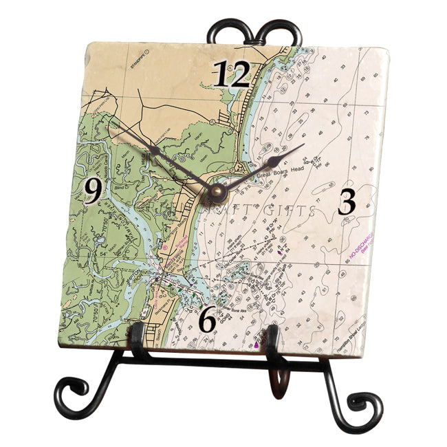 Hampton, NH  - Marble Desk Clock