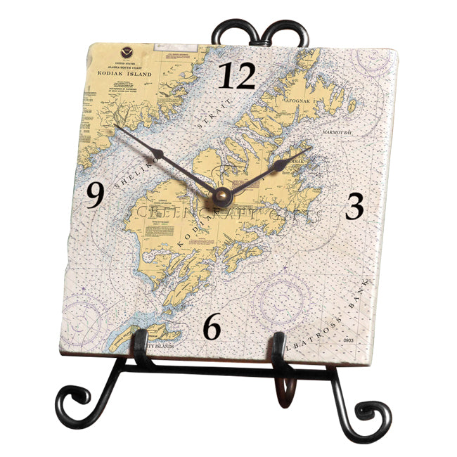 Kodiak Island, AK - Marble Desk Clock