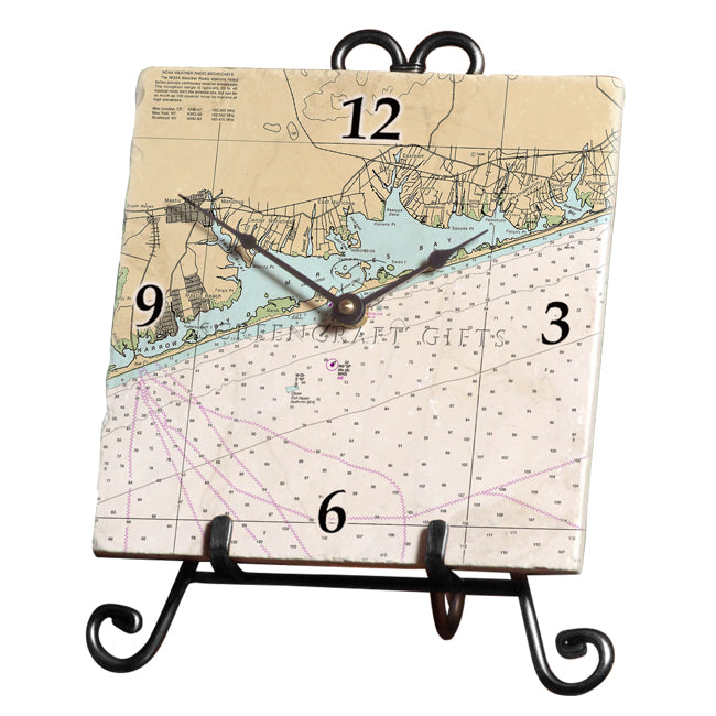 Moriches Bay, NY - Marble Desk Clock