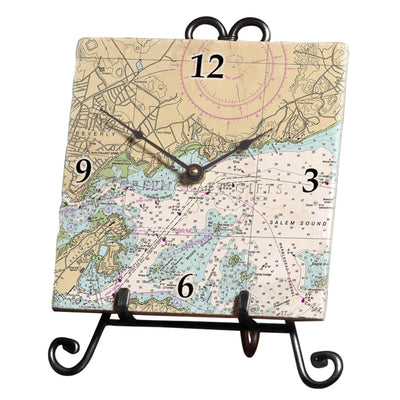 Beverly Harbor, Ma - Marble Desk Clock