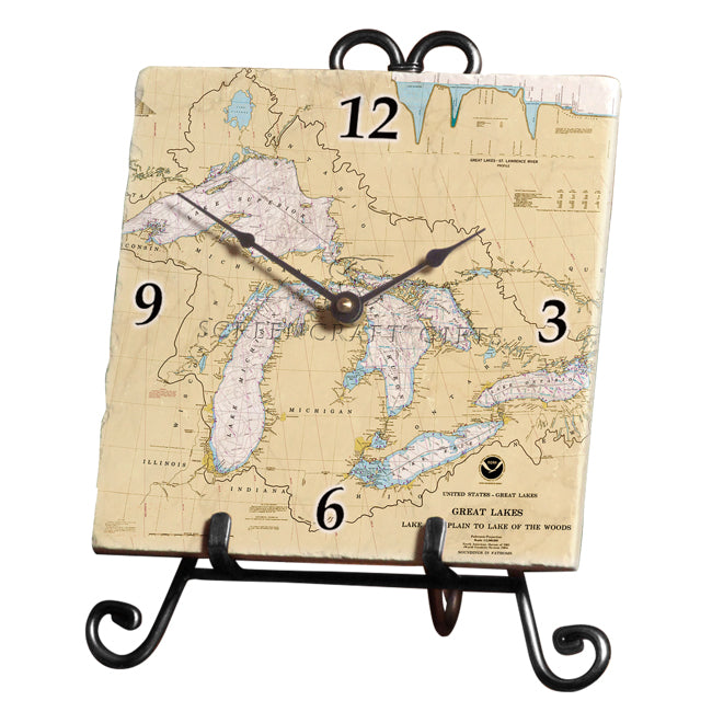 The Great Lakes - Marble Desk Clock