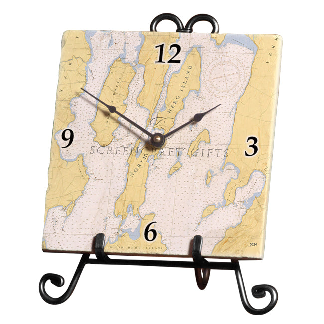 North Hero, VT - Marble Desk Clock