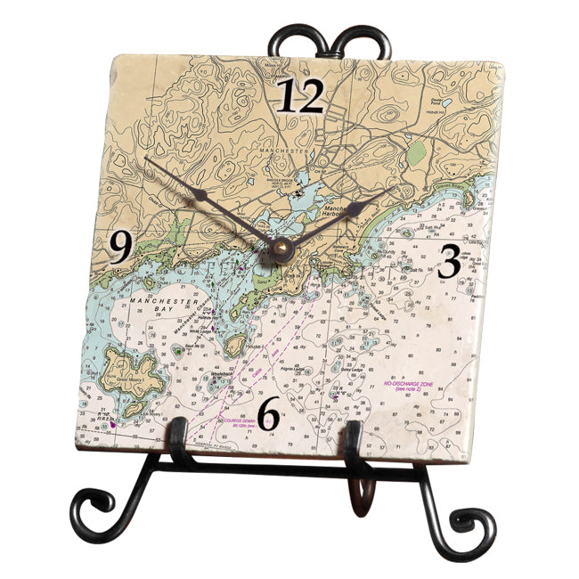 Manchester by the Sea, MA - Marble Desk Clock