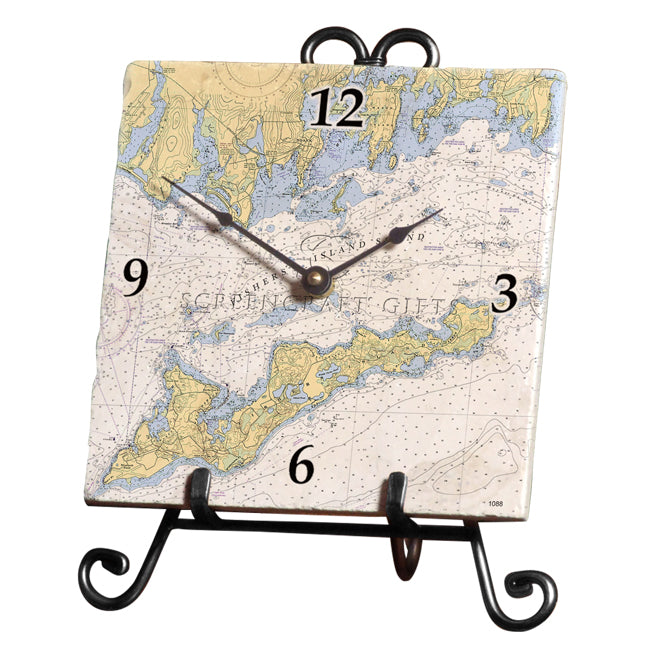 Fishers Island, NY - Marble Desk Clock